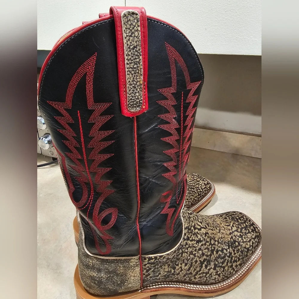 Men's 11.5 Anderson Bean Genuine Giraffe Square Toe Cowboy Boots - Picture 4 of 16